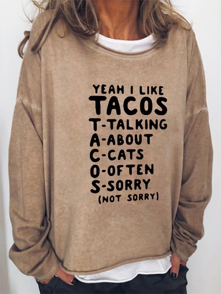 

Talking About Cats Often Casual Crew Neck Sweatshirt, Light brown, Hoodies&Sweatshirts