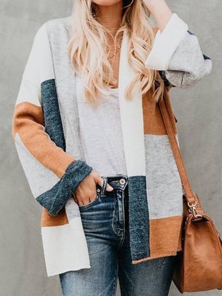 

Geometric Regular Fit Outerwear, Multicolor, Cardigans