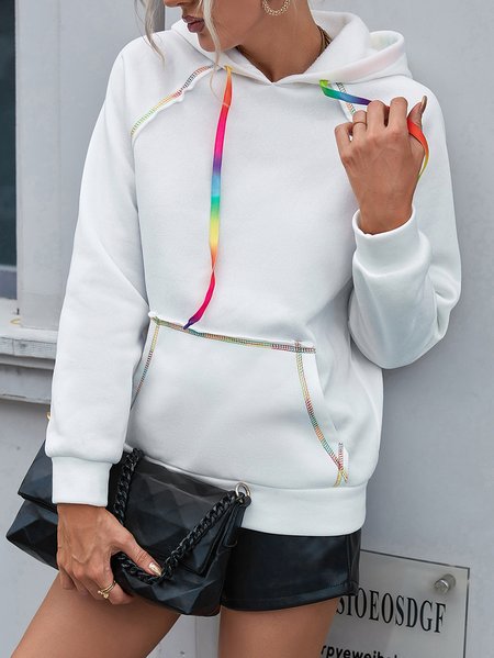 

Shirt Sleeve Simple Cotton Sweatshirt, White, Hoodies & Sweatshirts