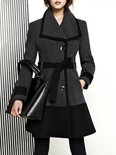 

Regular Fit Long Sleeve Color Blocked Outerwear, Deep gray, Coats