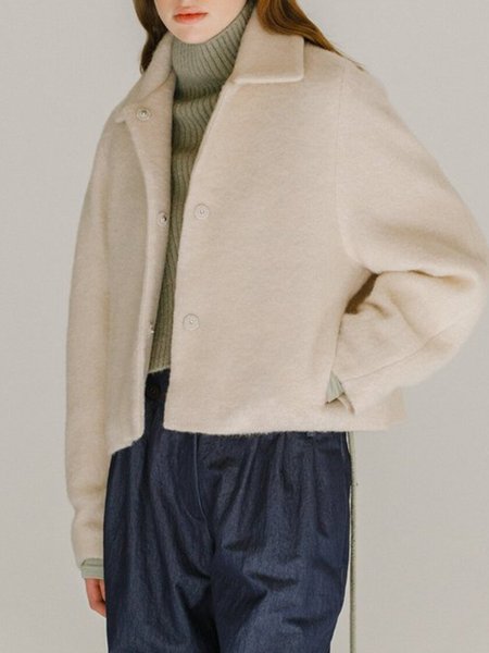 

Lapel Long sleeve Elegant Solid Outerwear, Beige, Coats