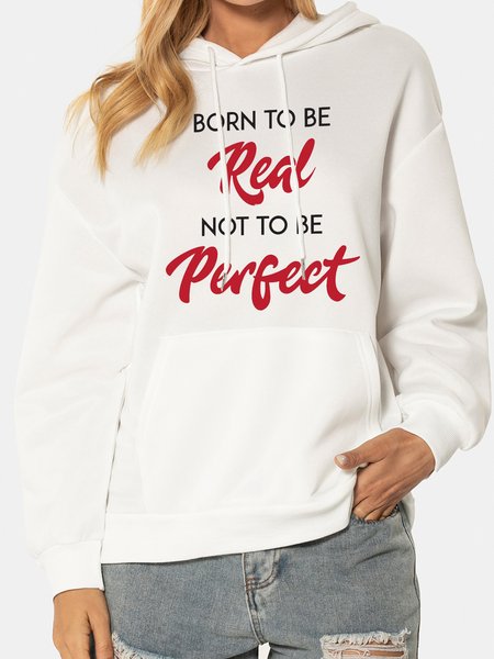 

Unocis Letter Print Long Sleeve Hoodie Sweatshirts, White, Hoodies