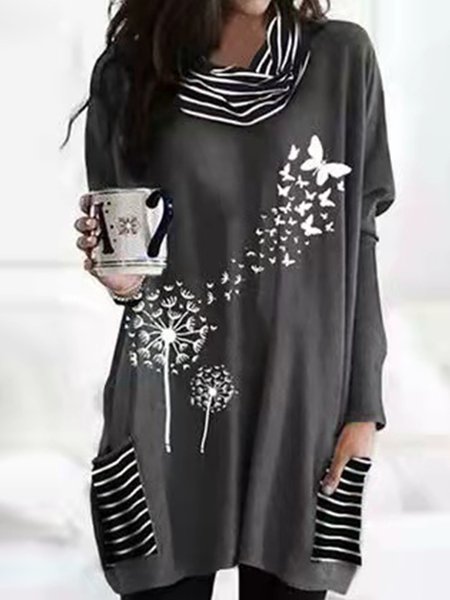 

Cashmere Cowl Neck Dresses, Deep gray, Mini Dresses