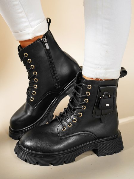 

Casual Pocket Zipper Martin Boots, As picture, Boots