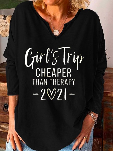 

Casual Polyester Cotton Letter Shirts & Tops, Black, T-Shirts