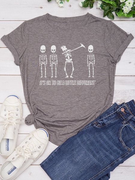 

It's OK To Be A Little Different Letter Regular Fit Casual T-shirt, Gray, T-shirts