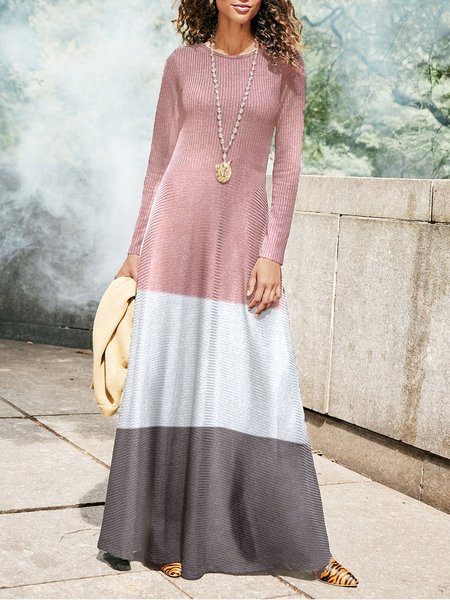 

Casual Loosen Cotton Blends Dresses, Pink, Maxi Dresses