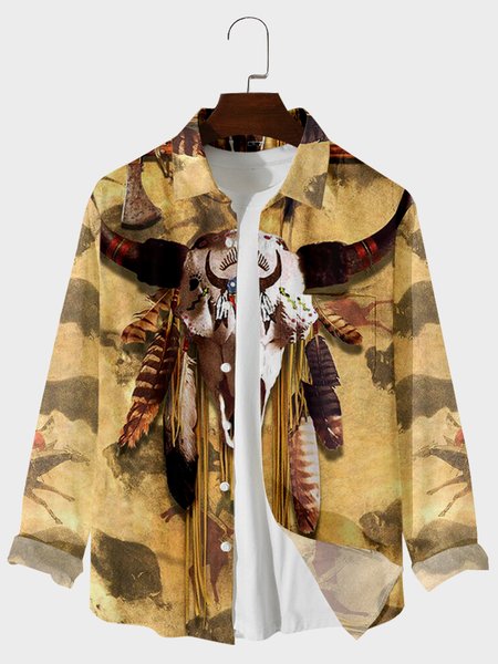 

Tribal Long Sleeve Shirts, Yellow, Men's shirts