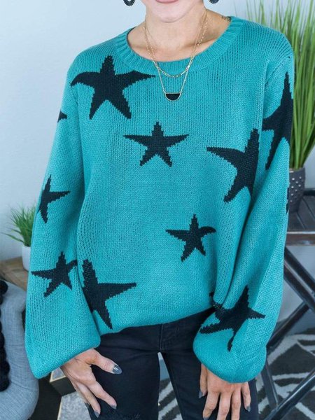 

Geometric Party Crew Neck Sweater, Aqua blue, Sweaters & Cardigans