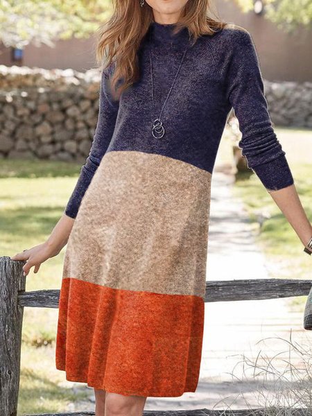 

Casual Crew Neck Dresses, Multicolor, Midi Dresses
