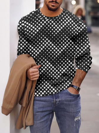 

Long Sleeve Cotton Crew Neck Shirts & Tops, As picture, Men's Top