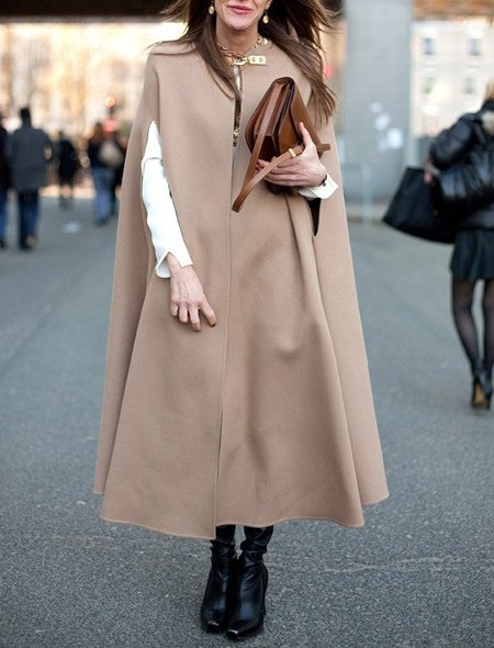

Solid Holiday Collarless Outerwear, Apricot, Coats