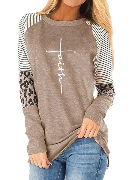 

Letter Casual Shirts & Tops, Khaki, Tops