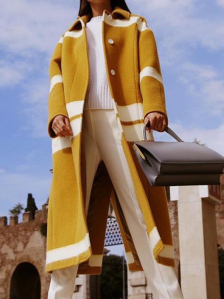 

Regular Fit Long sleeve Lapel Outerwear, Yellow, Coats