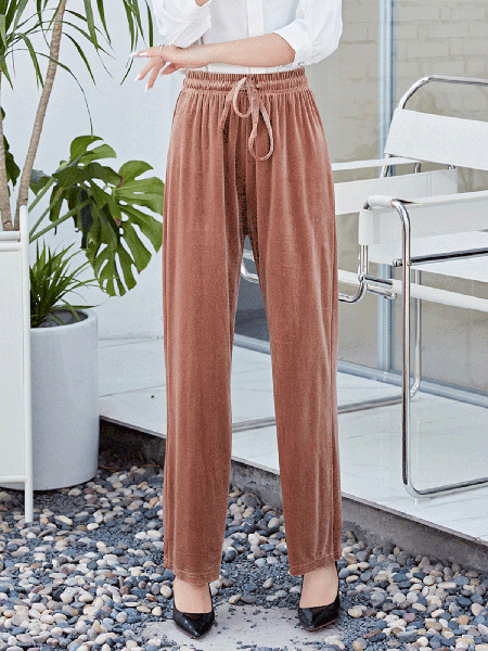 

Loosen Solid Lace-Up Pants, Coffee, Pants