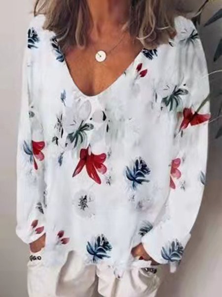 

Loosen Casual Shirts & Tops, White, Tops