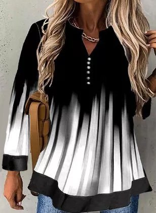 

Scollo a V Casuale Allentare Top, Nero-bianco, Blouses & Shirts