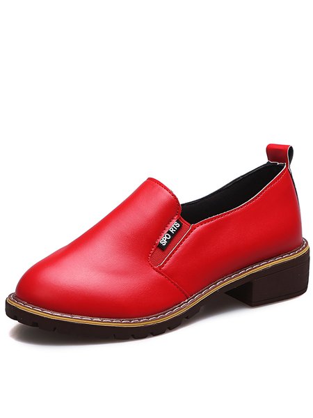 Casual Simple Letter Loafers, Red, Flats