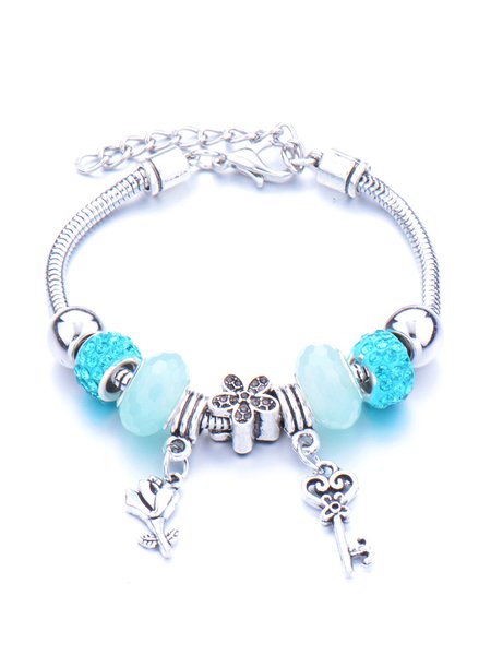

Vintage Flower Rhinestone Beaded Bracelet, As picture, Bracelets