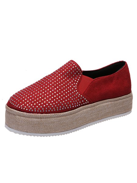 

Casual Simple Rhinestone Flat Shoes, Red, Athletic & Casual Shoes