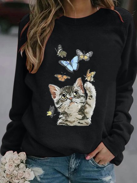 

Cute Loosen Crew Neck Tops, Black, Hoodies & Sweatshirts