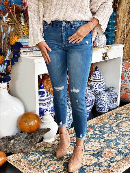 

Loosen Denim Pants, Blue, Pants