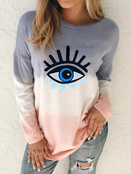

Purple Green Gray Loosen Crew Neck Sweatshirts, Blue, Hoodies & Sweatshirts
