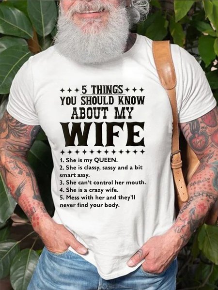 

Five Things About My Wife Men's T-shirt, White, T-shirts