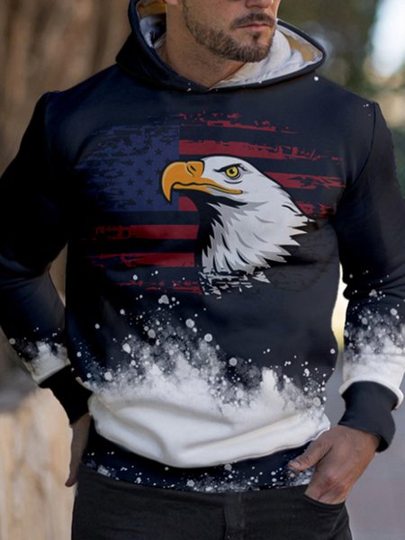 

Men's Flag Eagle Hooded Sweatshirt, Blue, Hoodies&Sweatshirts