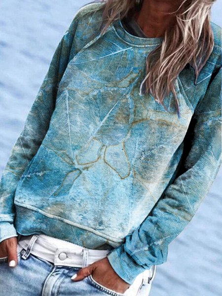 

Printed Casual Loosen Sweatshirts, Blue, Hoodies & Sweatshirts
