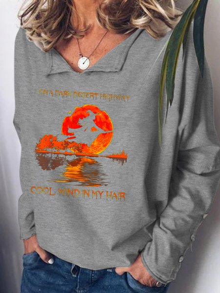 

On A Dark Desert Highway Cool Wind In My Hair Halloween Casual Sweatshirts, Gray, Hoodies&Sweatshirts