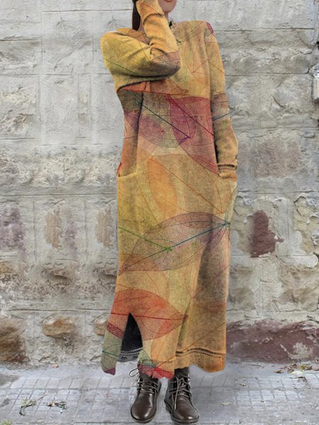 

Elegante Cotone miscele Abito, Giallo, Maxi Dresses