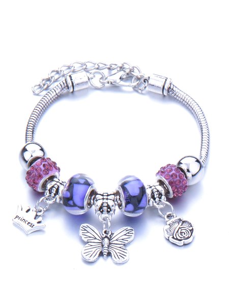 

Vintage Butterfly Rose Butterfly Crystal Bracelet, As picture, Bracelets & Anklets