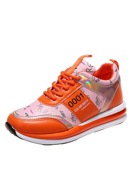 

Casual Stitching Letter Sneakers, Orange, Sneakers