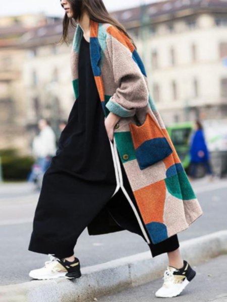 

Loosen Vintage Long Sleeve Outerwear, As picture, Coats