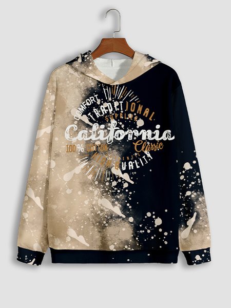 

Tie Dye Inkjet Long Sleeve Hooded Sweatshirt, As picture, Hoodies&Sweatshirts