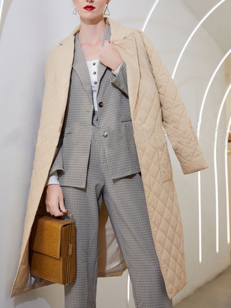 

Regular Fit Plain Flat Collar Outerwear, Camel, Coats