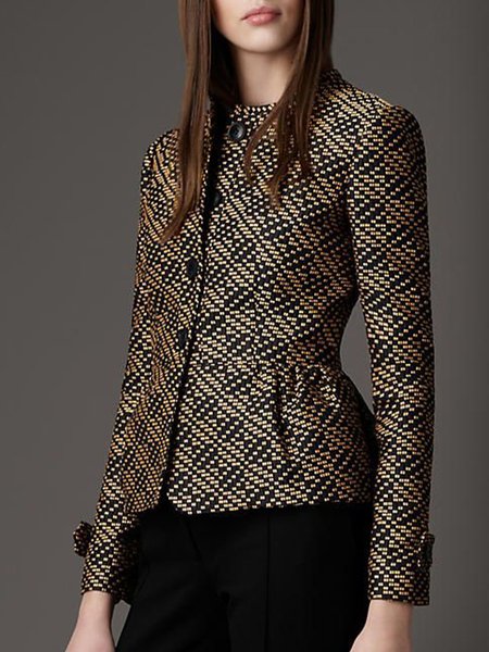

Elegant Regular Fit Long Sleeve Jacket, As picture, Blazers