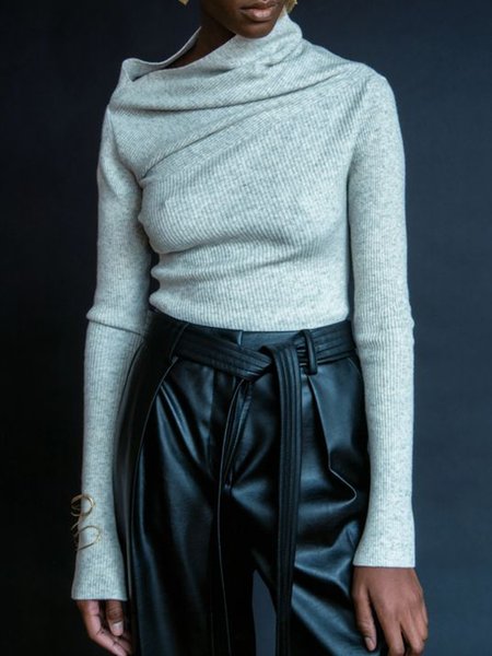 

Casual Long Sleeve Sweater, Gray, Pullovers