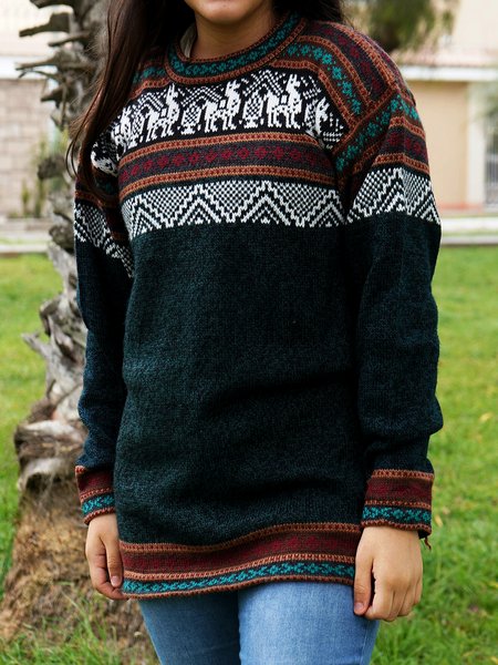 

Acrylic Color Block Loosen Sweater, As picture, Knitwear & Sweaters
