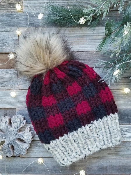 Christmas Checkered Hat, As picture, Hats & Headwear