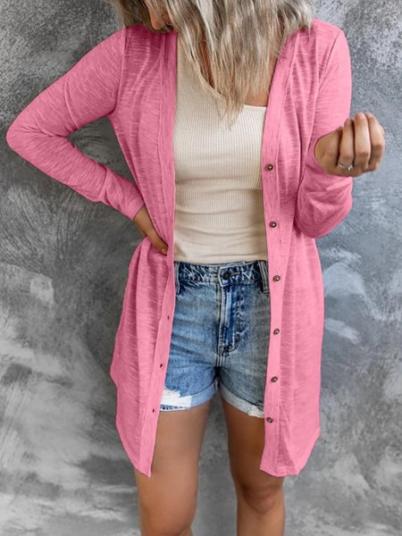 

Casual Vintage Blends Plain Simple Outerwear, Pink, Coats