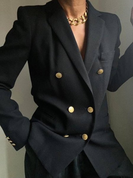

Formal Work Loosen Solid Outerwear, Black, Blazers