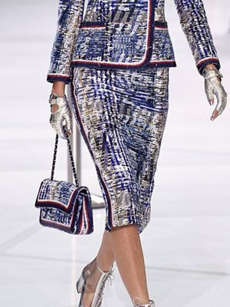 

Abstract Regular Fit Skirt, Blue, Midi Skirts