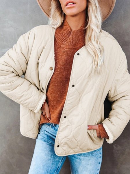 

Casual Regular Fit Off Shoulder Plain Outerwear, Apricot, Coats