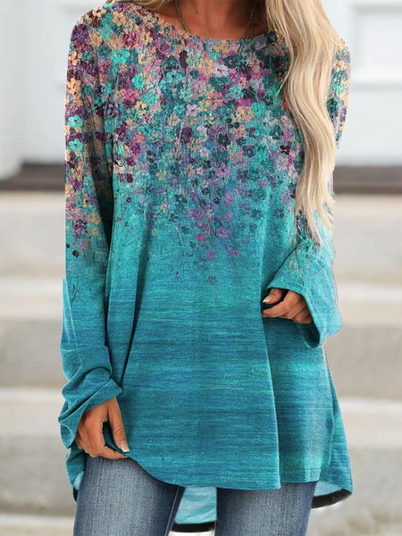 

Flower Print Casaul Shirts & Tops, As picture, Hoodies&Sweatshirts