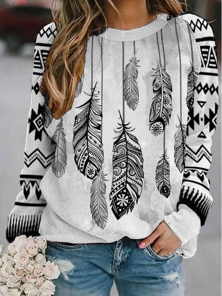 

Ethnic Regular Fit Sweatshirt, As picture, Hoodies & Sweatshirts
