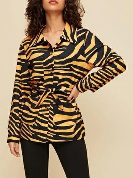 

Shirt Collar Regular Fit Statement Outerwear, Yellow, Blouses and Shirts