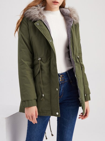 

Vintage Casual Simple Regular Fit Simple Plain Outerwear, Army green, Coats