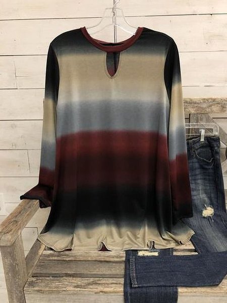 

Crew Neck Striped Vacation Shirts & Tops, Multicolor, T-Shirts